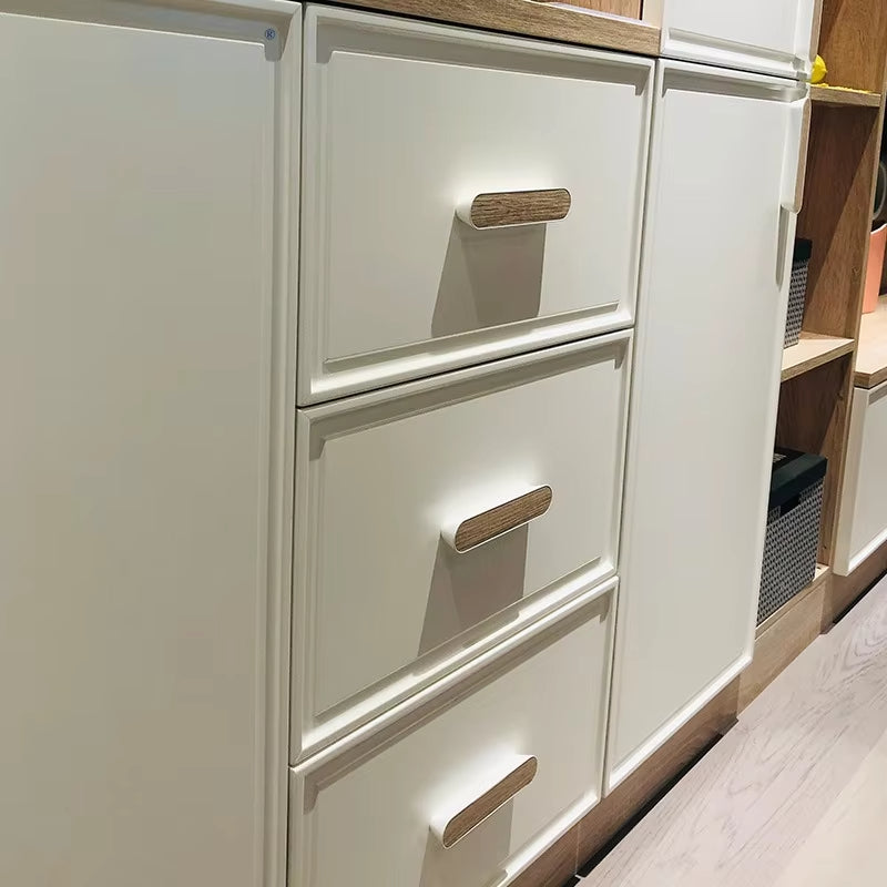 Nordic Wood Grain Cabinet Handles Aluminum Alloy Drawer Pulls