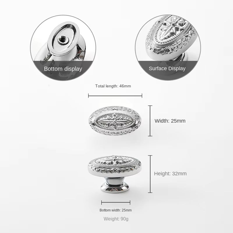 Polished Silver Cabinet Handles and Knobs French Luxury Door Pulls