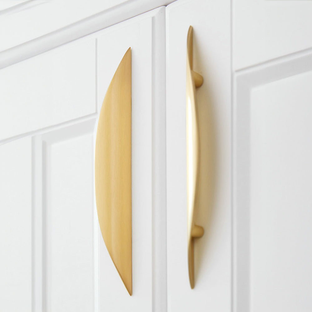 Gold Curved Finger Pull Wardrobe Handles