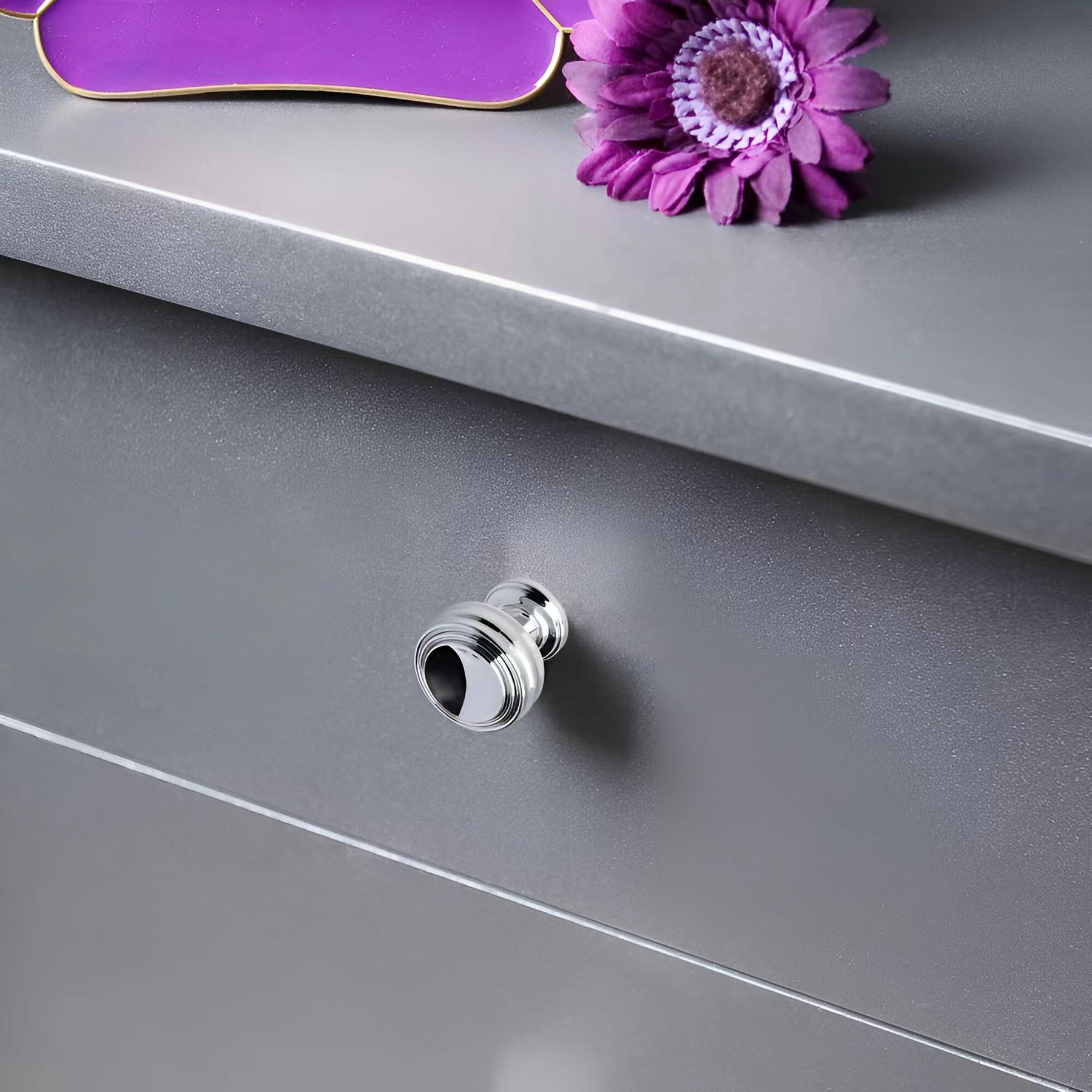 Silver Zinc Alloy Polished Bar Kitchen Cabinet Handles