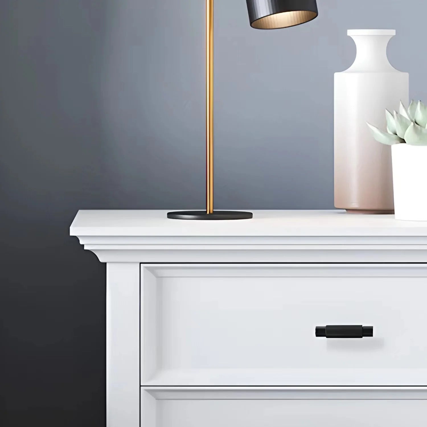 Black Knurled Cabinet Handle Solid Brass T Bar Design