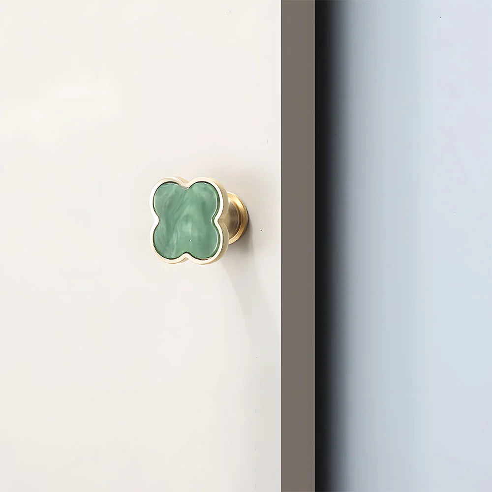 Green Flower Shape Design Children's Room Cabinet Drawer Knobs