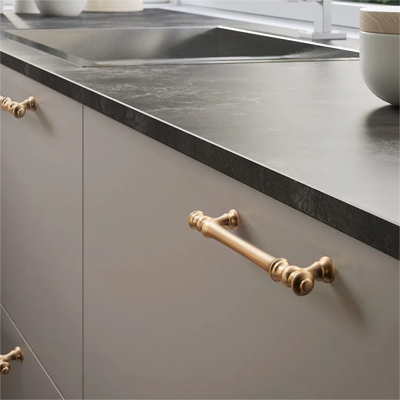 Gold Aluminium Bar Cabinet Door Drawer Handles For Kitchen