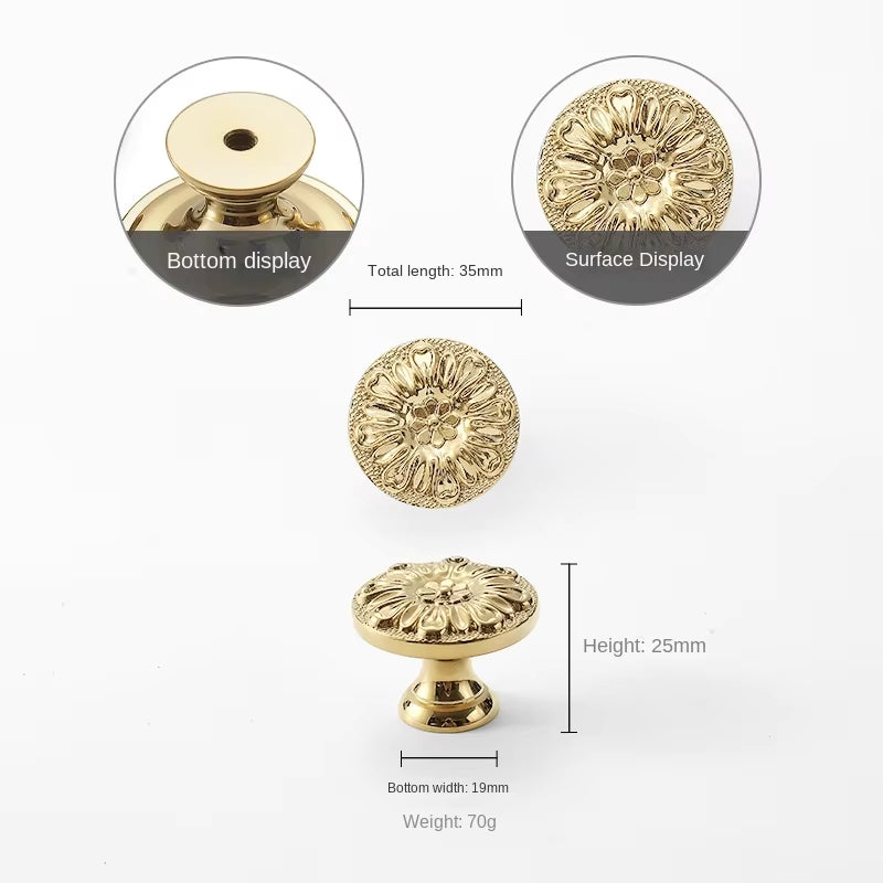 Polished Gold Cabinet Handles and Knobs Vintage French Door Pulls