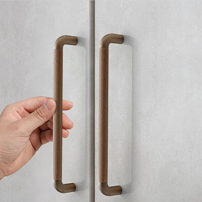 Brown Knurled Design Cupboard Door T Bar Pull Handles