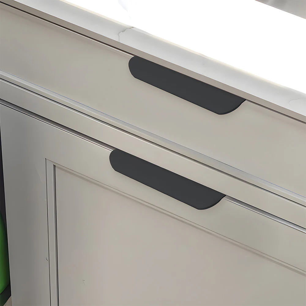 2 Pack Matte Black Finish Aluminium Cabinet Profile Edge Pull Handles