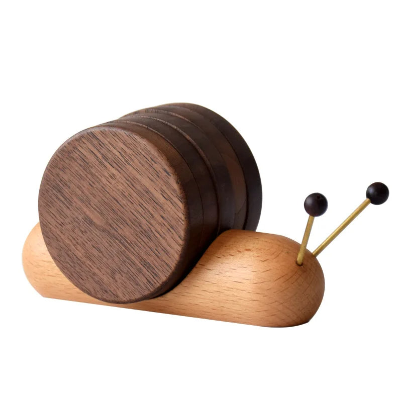 1 Set Wood Cup Mat Snail Shaped Tea Coaster