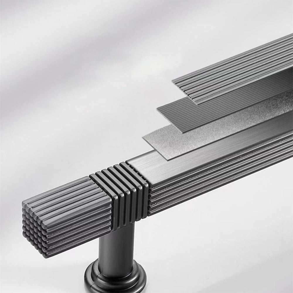 Black Knurled Kitchen Cabinet T Bar Shaped Handles