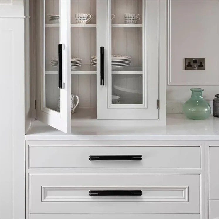 Modern Black and Chrome Kitchen Cabinet Handles