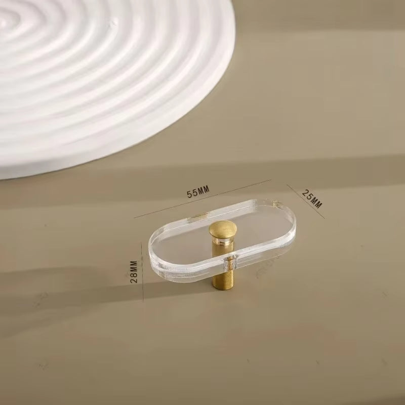 Transparent Acrylic and Brass Gold Cabinet Handles