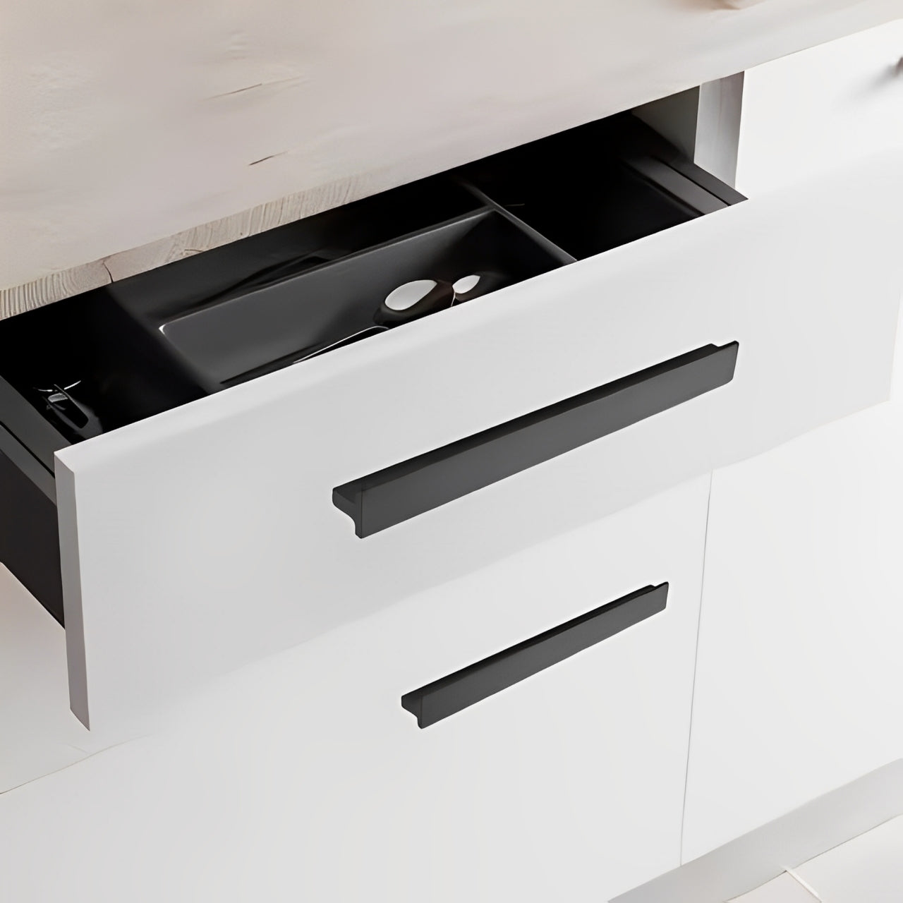 Matte Black Rectangle Shape Kitchen Cabinet Drawer Handles