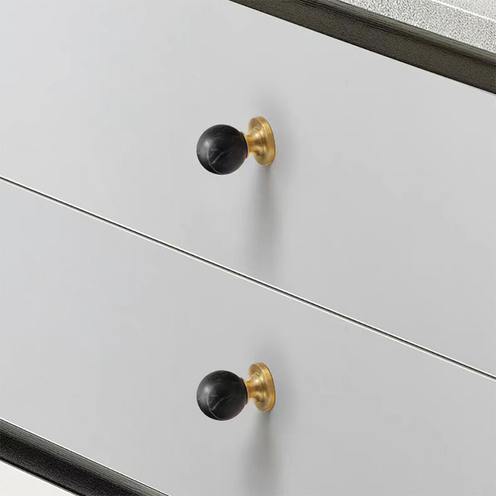 Retro Black Marble Ball Walnut Wood Cabinet Knobs