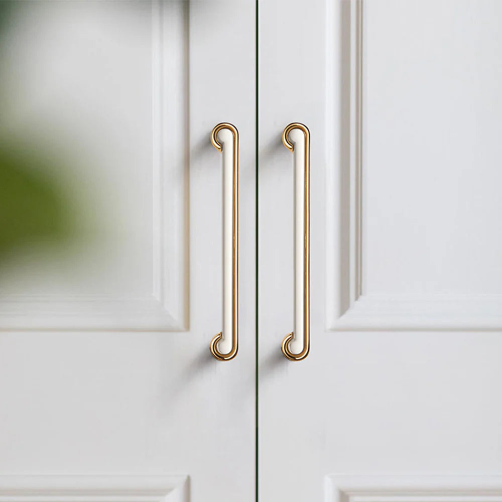 White and Gold Stain Finish Furniture Cabinet T Bar Pull Handles