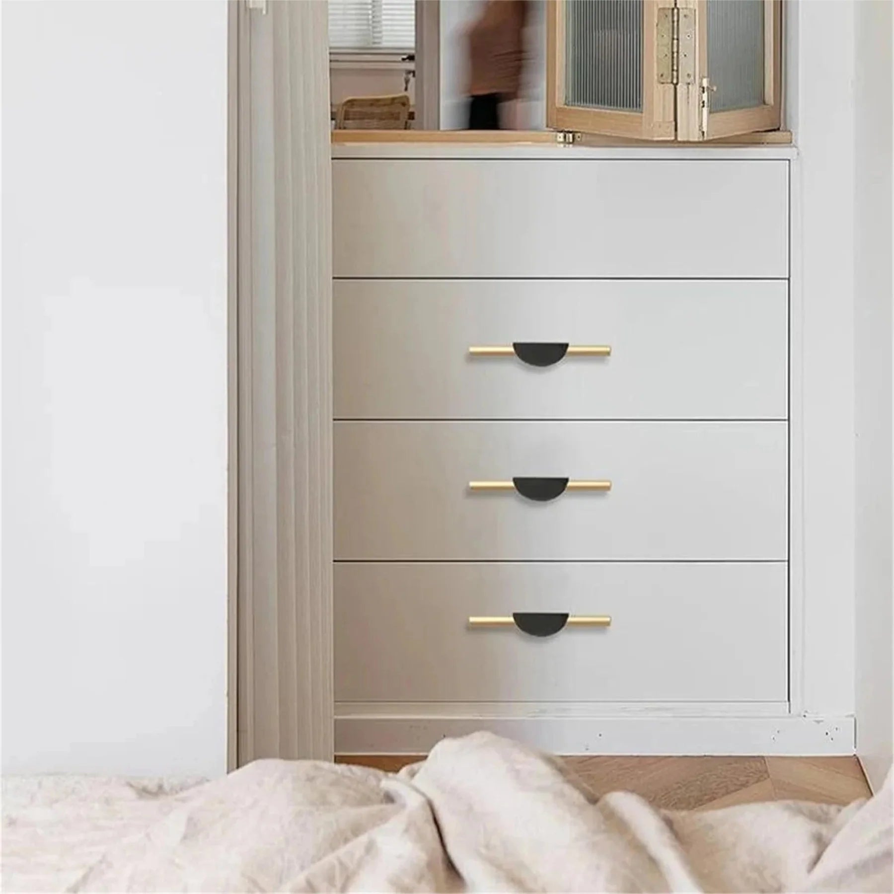 Gold Black Stain Finish Semicircle Shape Cabinet Drawer Handles Pulls