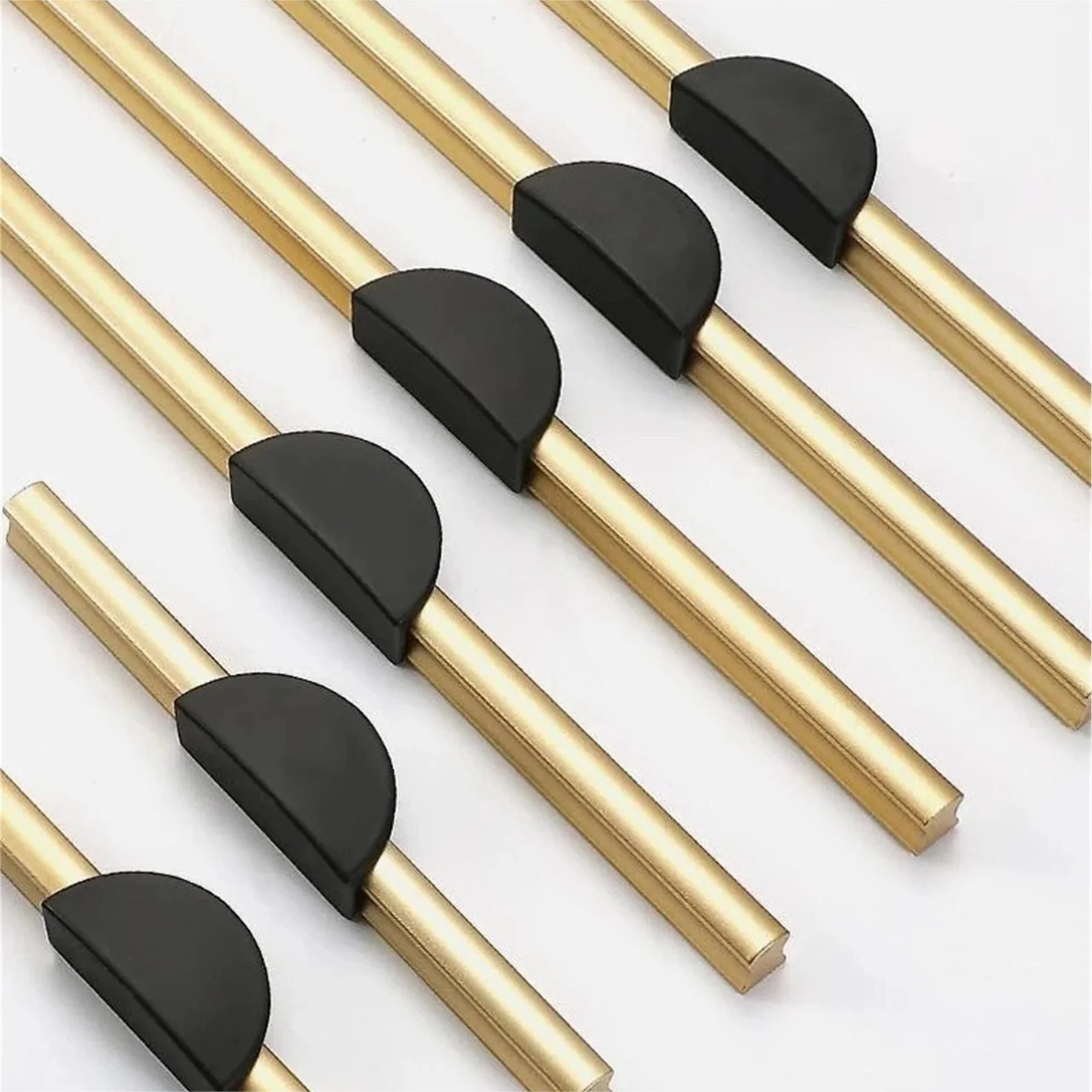 Gold Black Stain Finish Semicircle Shape Cabinet Drawer Handles Pulls