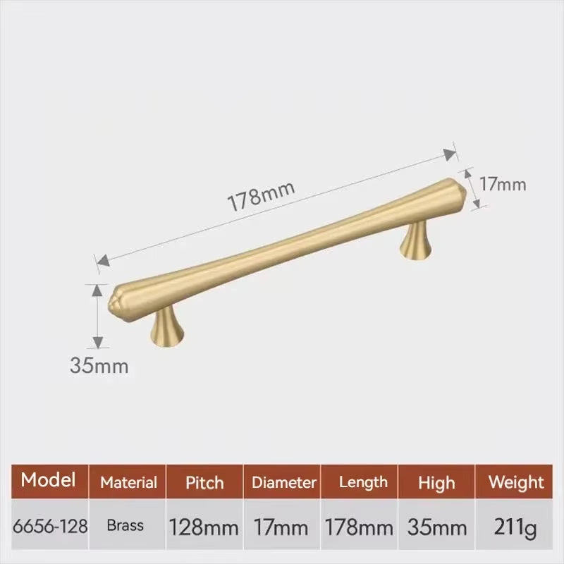 Luxury Brass Gold Drawer Pulls Full Copper Wardrobe Cabinet Door Handles