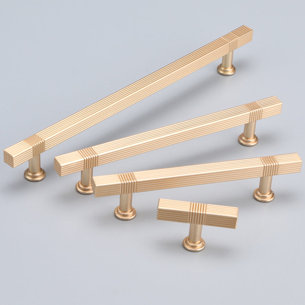 Gold Stain Finish Knurled Design Kitchen Cabinet Bar Pull Handles