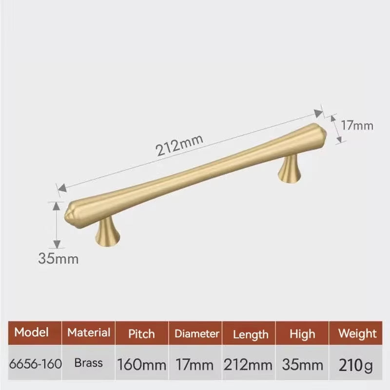 Luxury Brass Gold Drawer Pulls Full Copper Wardrobe Cabinet Door Handles