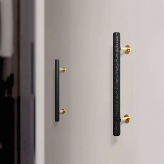 Black Leather Drawer Pulls Wardrobe Handles Dresser Knobs Cupboard Pulls