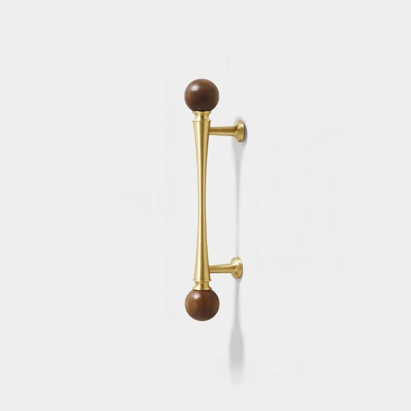 Vintage Walnut Brass Gold Cabinet Drawer Handles