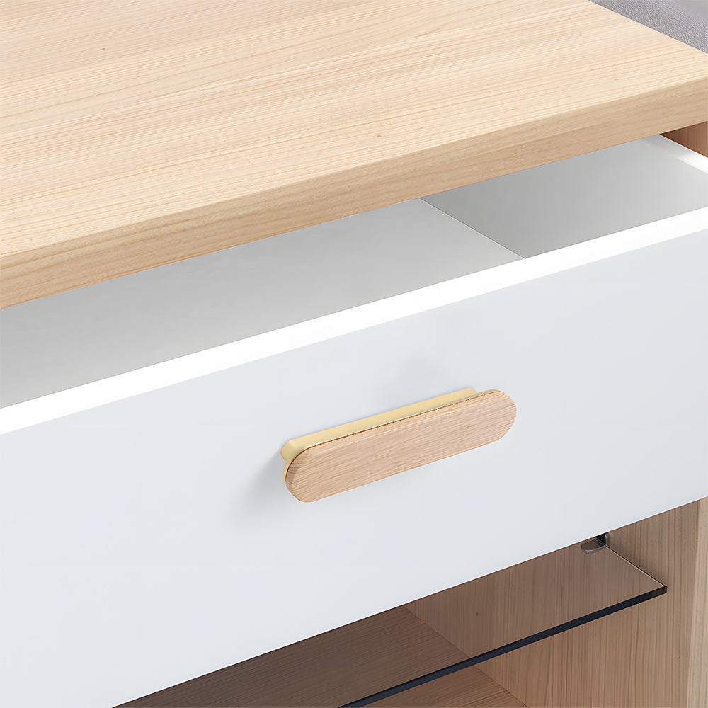 Natural Wood Two-Tone Cabinet Handles & Drawer Pulls for Cupboard