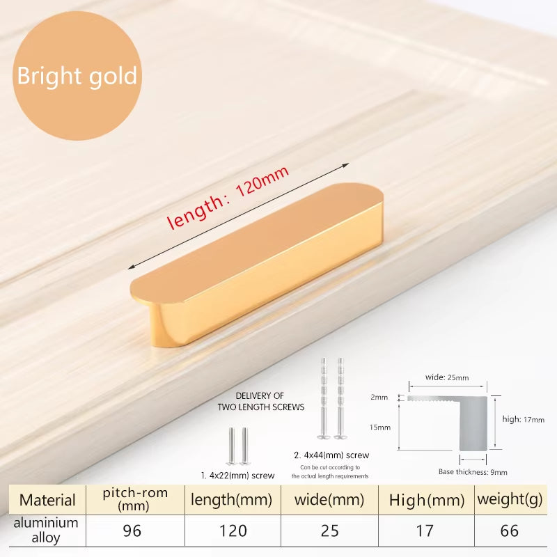 Modern Gold Aluminum Alloy Cupboard Handles Cabinet Drawer Door Pulls
