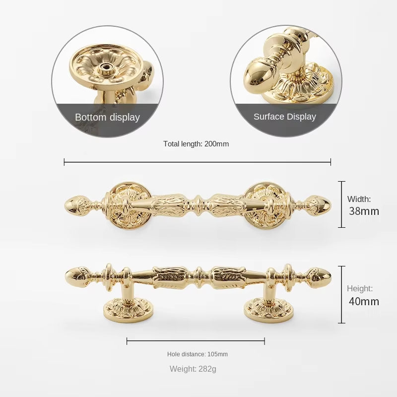 Polished Gold Cabinet Handles and Knobs Vintage French Door Pulls