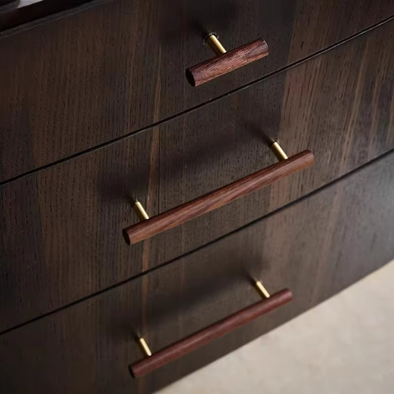 Nordic Wooden Cabinet Handles and Drawer Pulls Walnut T Bar Knobs