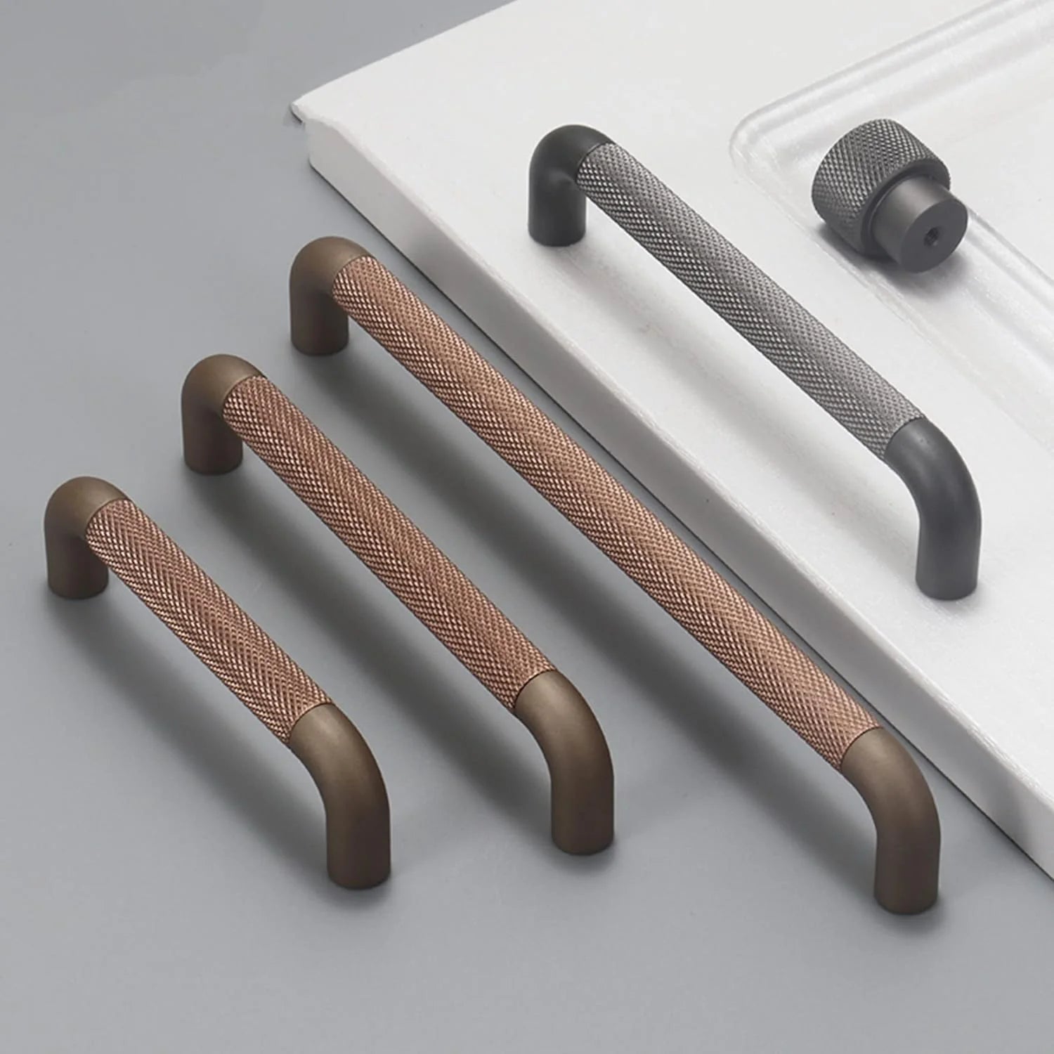 Brown Knurled Design Cupboard Door T Bar Pull Handles