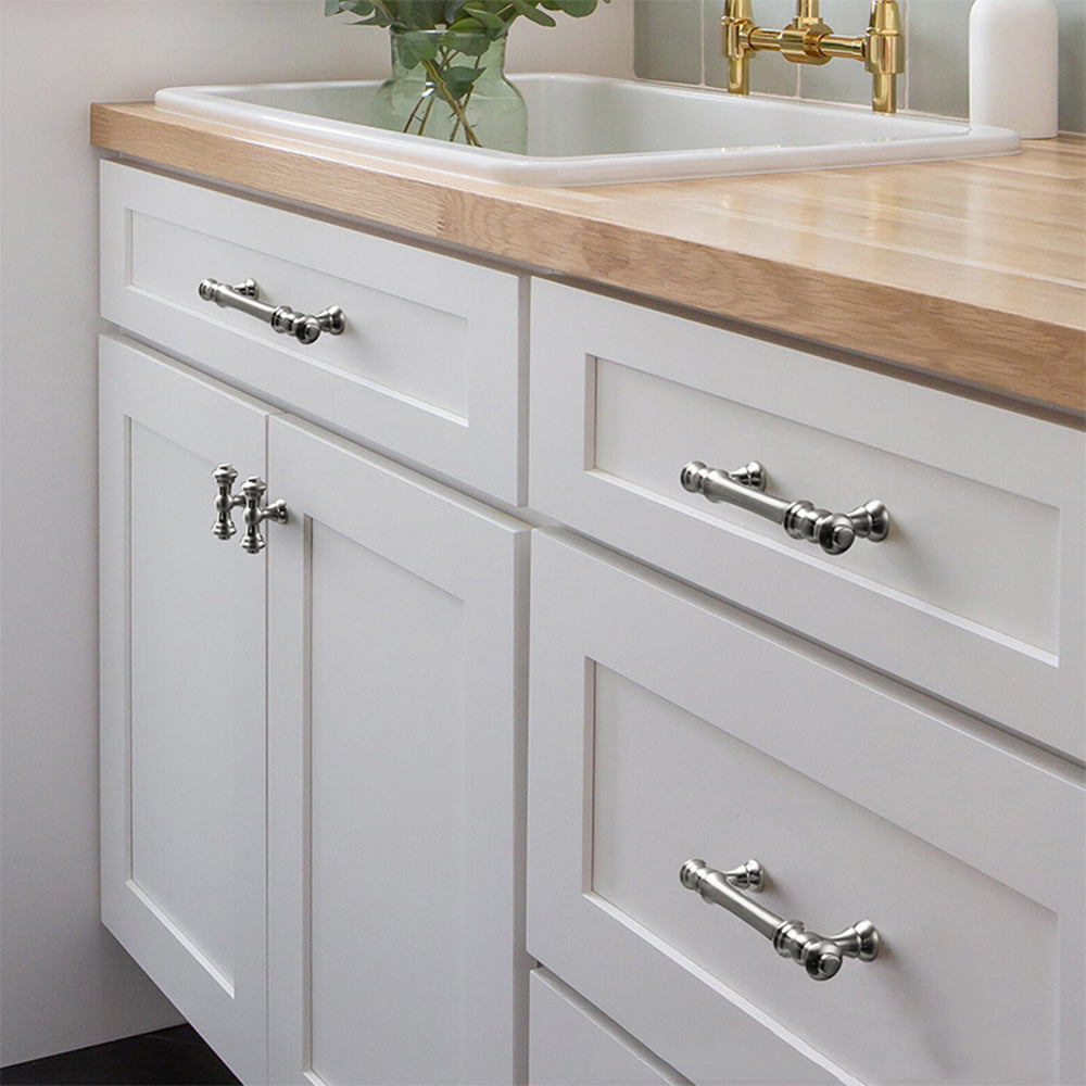 Silver Polished Bar Cabinet Drawer Pull Handles For Kitchen