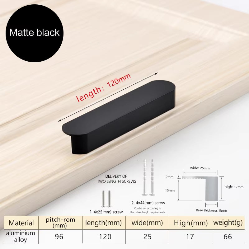 Black Aluminum Alloy Cabinet Handles Cupboard Drawer Door Pulls