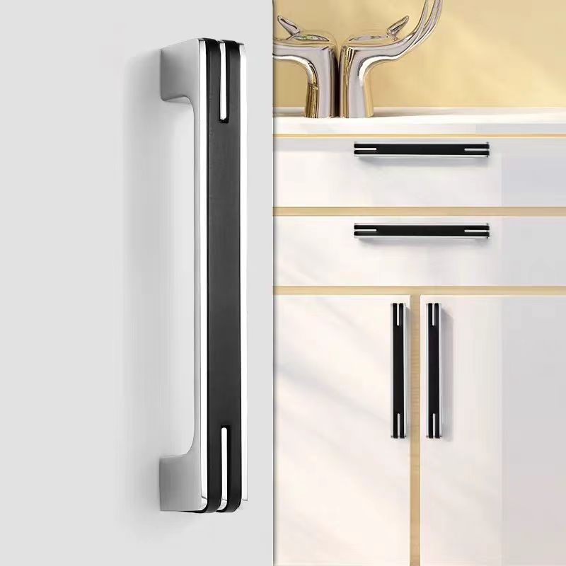 Modern Black and Chrome Kitchen Cabinet Handles