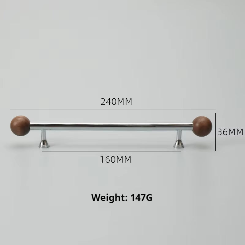 Nordic Chromium-plated Brass Walnut Cabinet Handles and Drawer Pulls