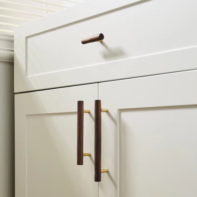 Nordic Wooden Cabinet Handles and Drawer Pulls Walnut T Bar Knobs