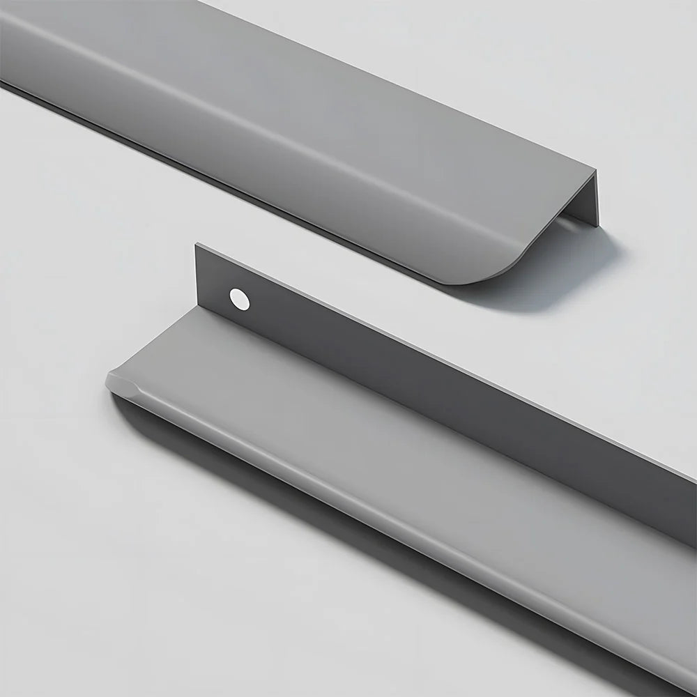 2 Pack Grey Aluminium Kitchen Cabinet Profile Edge Pull Handles