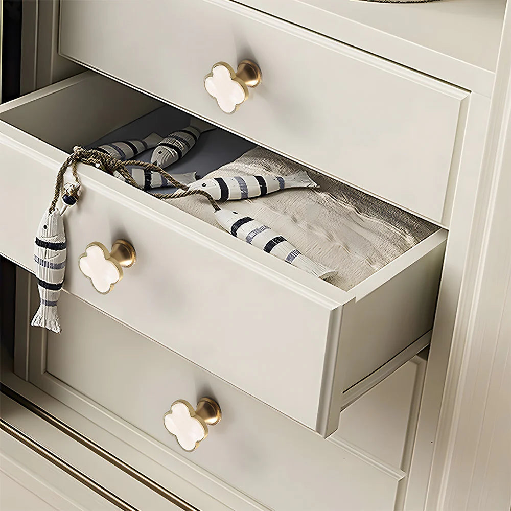 White Flower Shape Design Cabinet Drawer Knobs