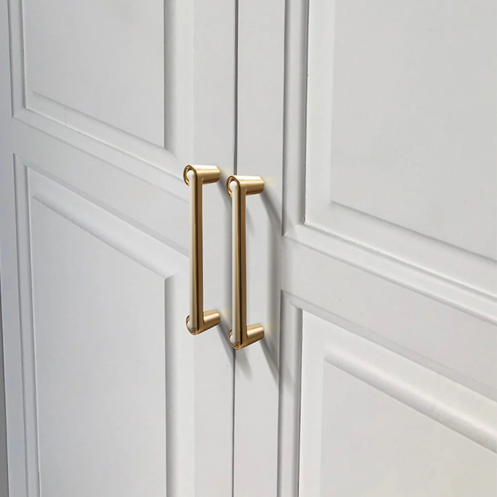White and Gold Stain Finish Furniture Cabinet T Bar Pull Handles
