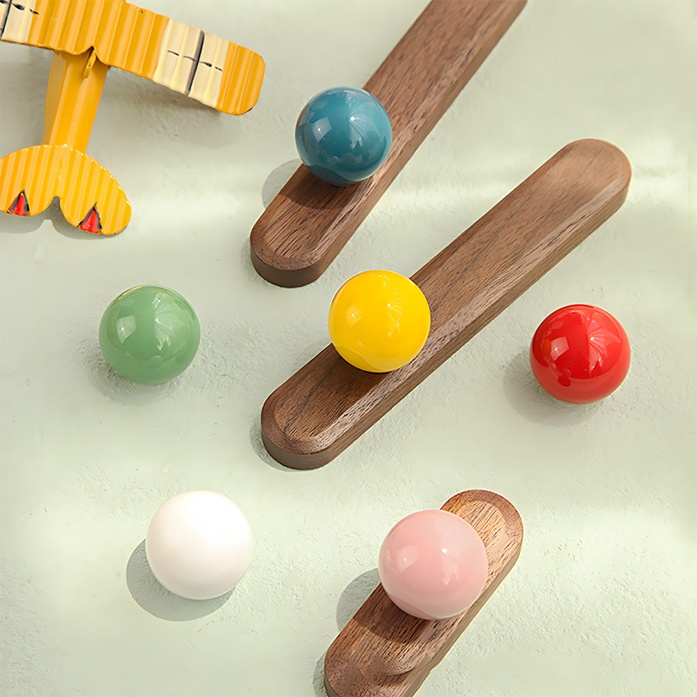 Colourful Wooden Cupboard Handles & Ball Cabinet Knobs