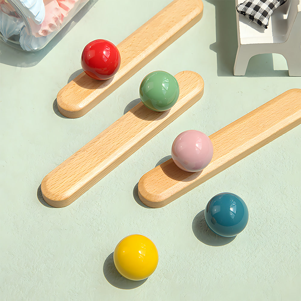 Colourful Wooden Cupboard Handles & Ball Cabinet Knobs