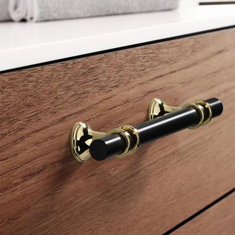 6 Pack Black Gold Zinc Alloy Kitchen Bar Handles For Cabinets