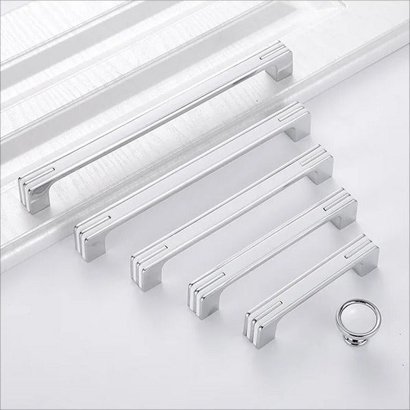 Black and Chrome Modern Cabinet Handles for Kitchen and Drawers