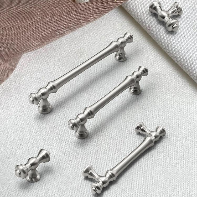 Silver Polished Bar Cabinet Drawer Pull Handles For Kitchen