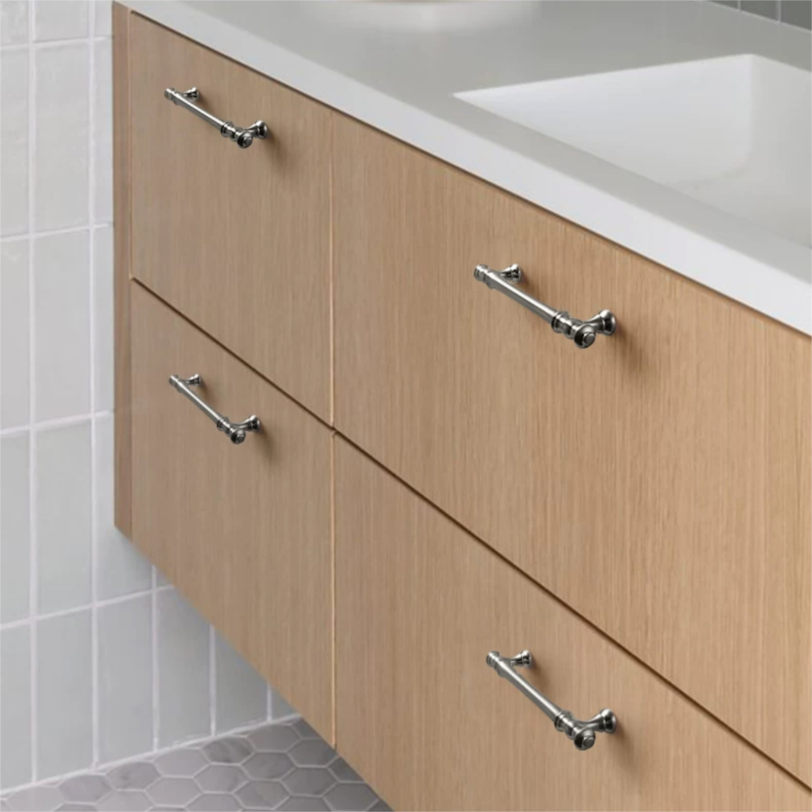 Silver Polished Bar Cabinet Drawer Pull Handles For Kitchen