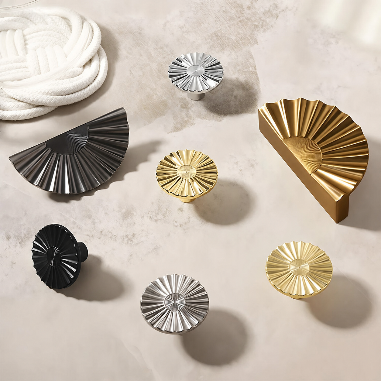 Luxury Sunburst Semi Circle Cabinet Handles