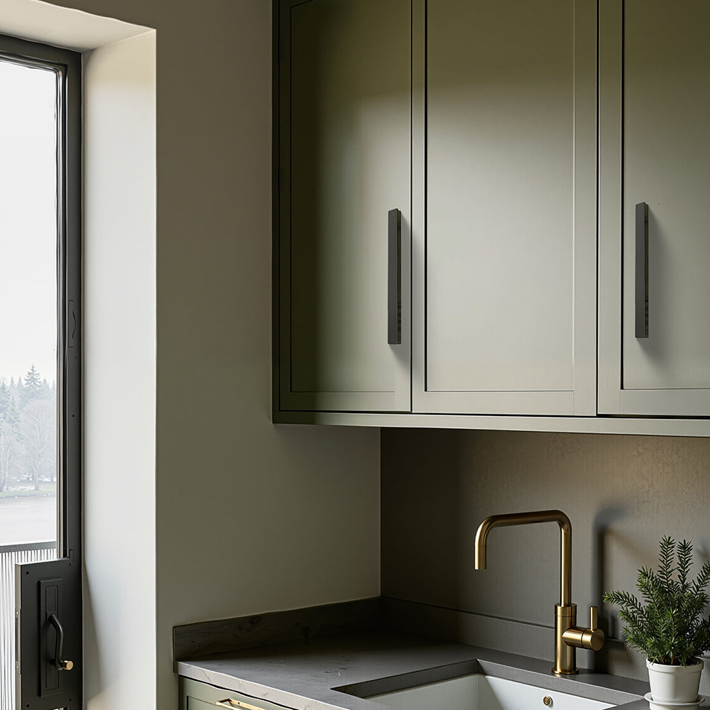 Matte Black Rectangle Shape Kitchen Cabinet Drawer Handles