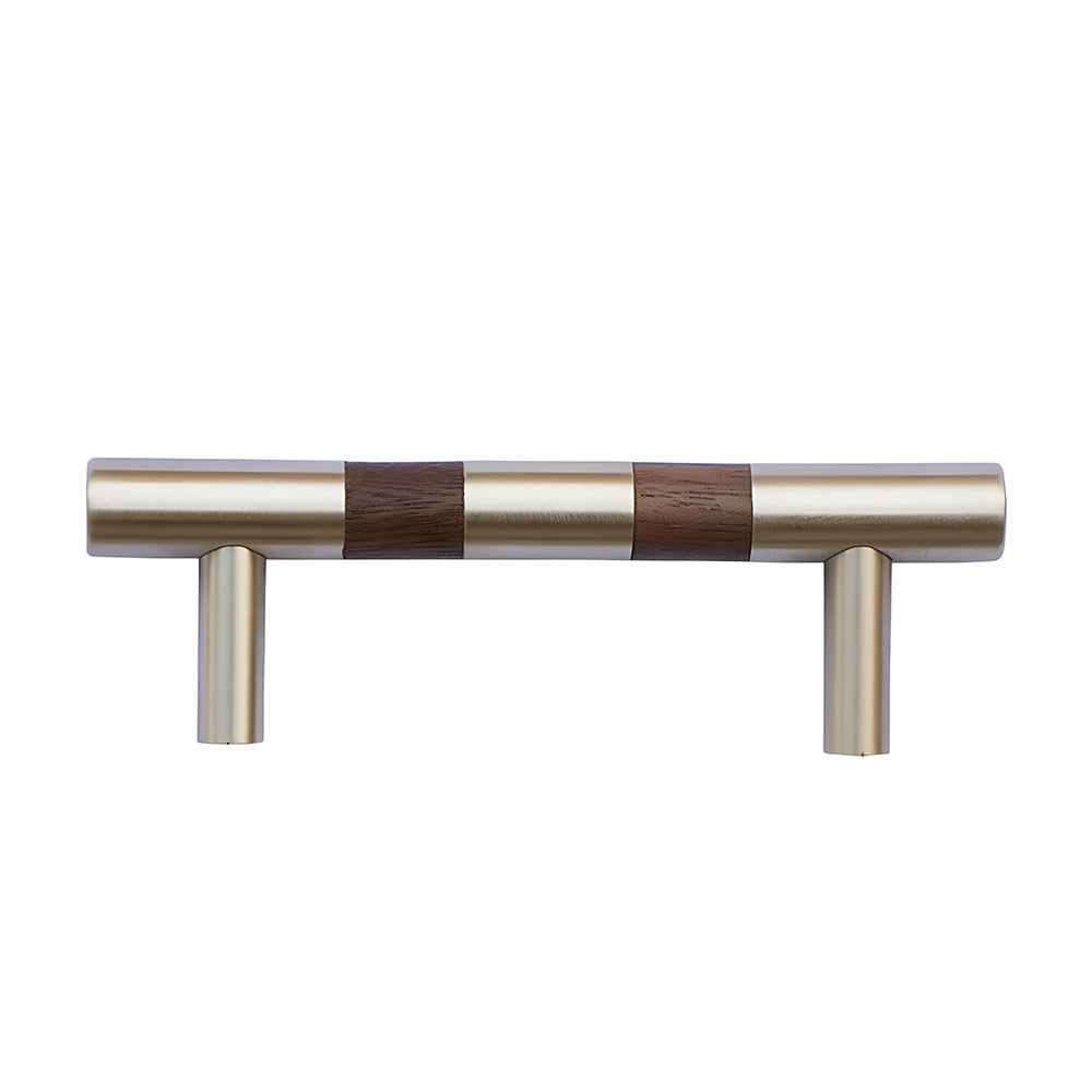 Luxury Gold Brass & Walnut T-Bar Kitchen Cupboard Handles