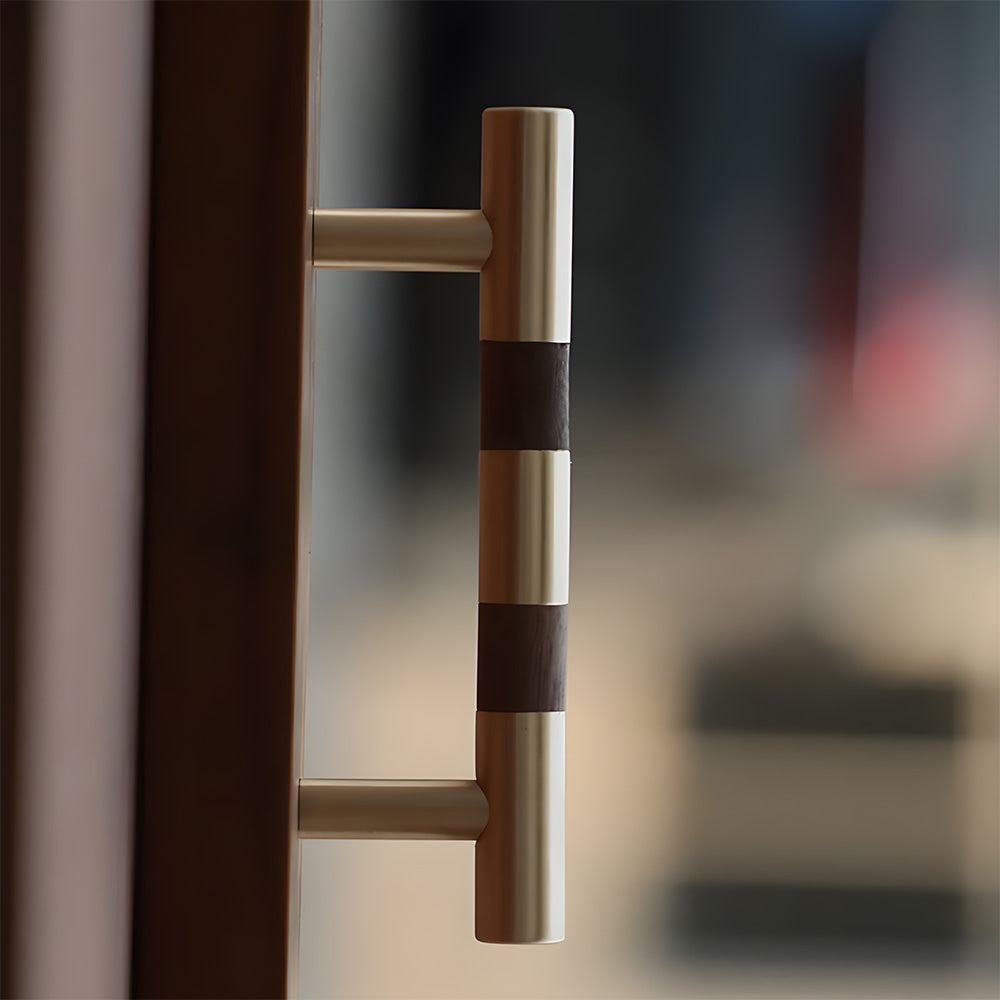 Luxury Gold Brass & Walnut T-Bar Kitchen Cupboard Handles