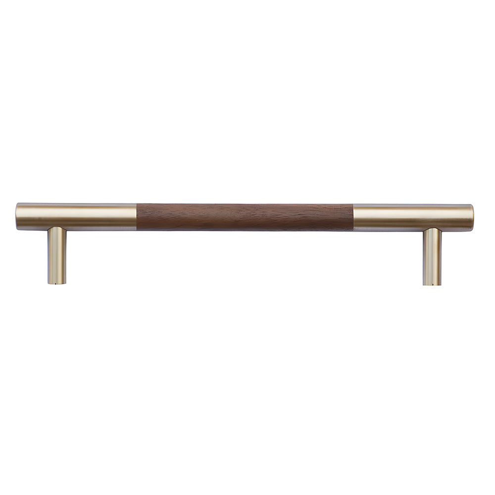 Luxury Gold Brass & Walnut T-Bar Kitchen Cupboard Handles