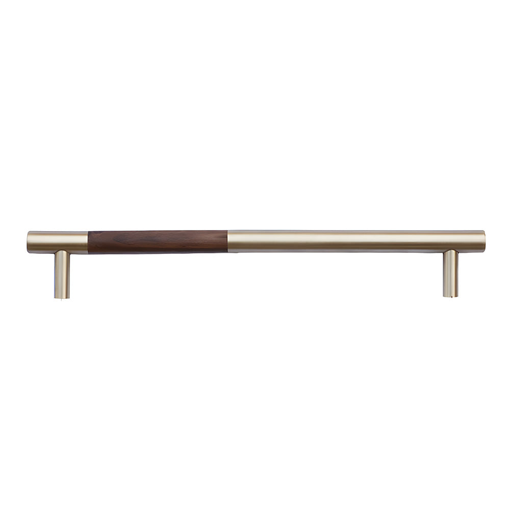 Luxury Gold Brass & Walnut T-Bar Kitchen Cupboard Handles
