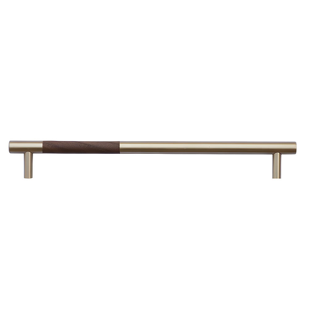 Luxury Gold Brass & Walnut T-Bar Kitchen Cupboard Handles
